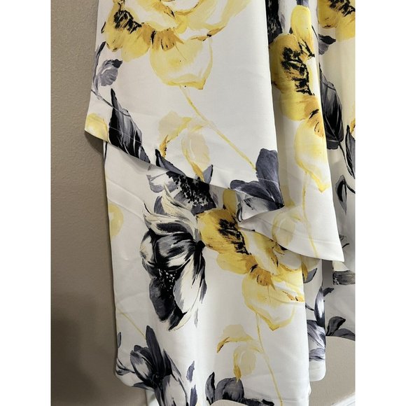 NWT Xtraordinary Formal Dress Sz 5 White Yellow Gray Floral High Neck Maxi Tiers - Picture 5 of 10